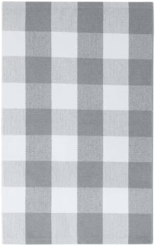 KOZYFLY Buffalo Plaid Rug 2x8 Ft | Washable Gray and White Checkered Runner for Hallways | OEKO-TEX STANDARD 100 Certifi