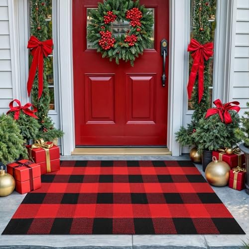 KOZYFLY Buffalo Plaid Rug 2x8 Ft | Washable Gray and White Checkered Runner for Hallways | OEKO-TEX STANDARD 100 Certifi