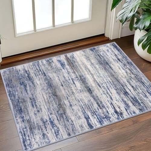 KOZYFLY 2 PCS Small Area Rug - 2x3 Ft Washable Boho Entryway Non Slip Door Mat - Vintage Faux Wool Kitchen Rug for Indoo