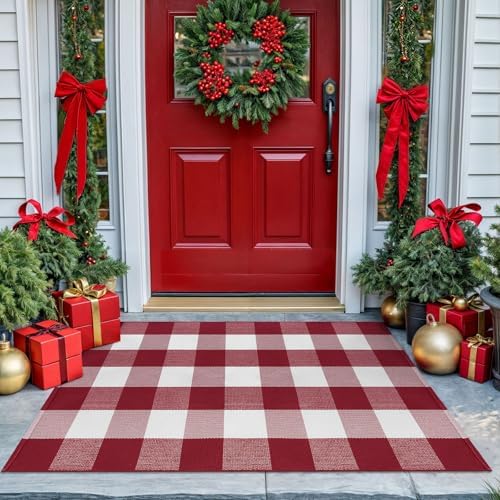 KOZYFLY Buffalo Plaid Rug 2x8 Ft | Washable Gray and White Checkered Runner for Hallways | OEKO-TEX STANDARD 100 Certifi