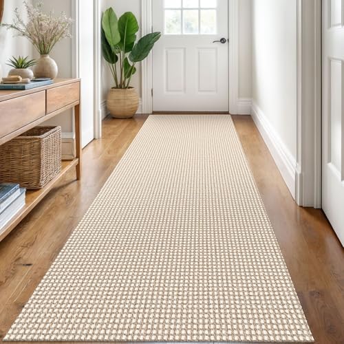 KOZYFLY Kitchen Runner Rug 2x6 ft - Washable Non-Slip Rubber Backed Floor Carpet for Hallways & Entryways, Cotton Materi