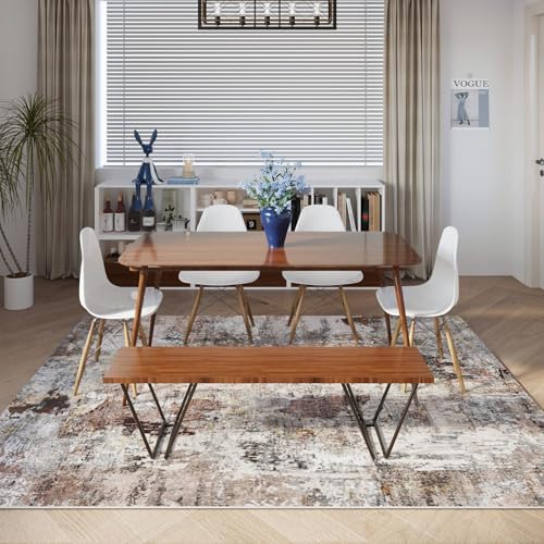 Rugcomf Boho Soft Area Rug 4x6 - Washable Abstract Pattern, Non-Slip Faux Wool for Living Room, Bedroom, Kids Playroom -