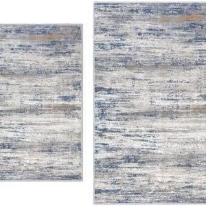 KOZYFLY Modern Ombre Area Rugs Set - 2x3 & 3x5 Grey Small Rugs for Bedroom, Laundry, and Nursery - Stylish Abstract Desi