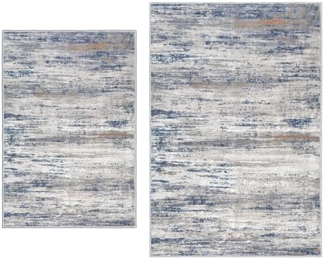 KOZYFLY Modern Ombre Area Rugs Set - 2x3 & 3x5 Grey Small Rugs for Bedroom, Laundry, and Nursery - Stylish Abstract Desi