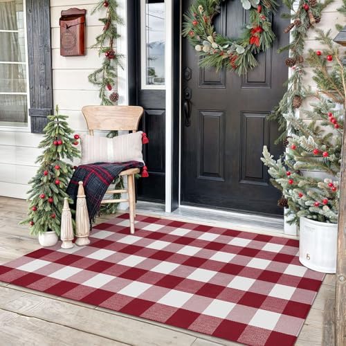KOZYFLY Buffalo Plaid Rug 2x8 Ft | Washable Gray and White Checkered Runner for Hallways | OEKO-TEX STANDARD 100 Certifi