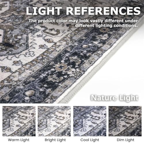 KOZYFLY 2 PCS Small Area Rug - 2x3 Ft Washable Boho Entryway Non Slip Door Mat - Vintage Faux Wool Kitchen Rug for Indoo