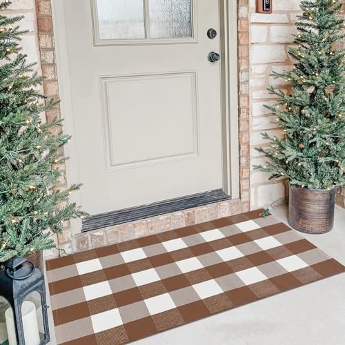 KOZYFLY Buffalo Plaid Rug 2x8 Ft | Washable Gray and White Checkered Runner for Hallways | OEKO-TEX STANDARD 100 Certifi