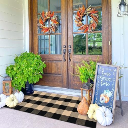 KOZYFLY Buffalo Plaid Rug 2x8 Ft | Washable Gray and White Checkered Runner for Hallways | OEKO-TEX STANDARD 100 Certifi