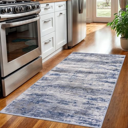 KOZYFLY 2x3 Ft Boho Small Area Rugs - Washable Non-Slip Door Mat for Entryway & Kitchen - Vintage Printed Faux Wool Thro