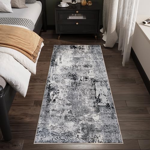 Rugcomf Boho Soft Area Rug 4x6 - Washable Abstract Pattern, Non-Slip Faux Wool for Living Room, Bedroom, Kids Playroom -