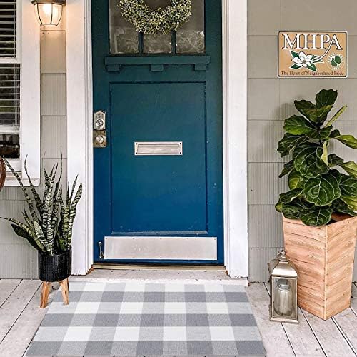 KOZYFLY Buffalo Plaid Rug 2x8 Ft | Washable Gray and White Checkered Runner for Hallways | OEKO-TEX STANDARD 100 Certifi