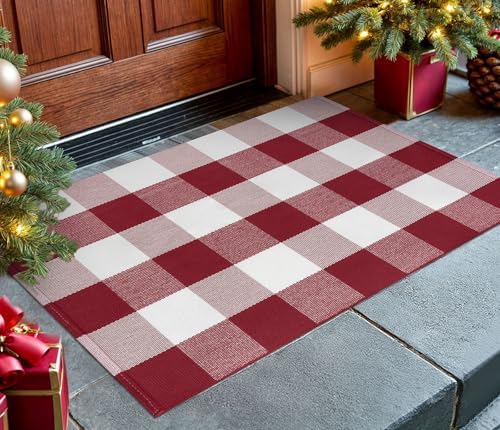 KOZYFLY Buffalo Plaid Rug 2x8 Ft | Washable Gray and White Checkered Runner for Hallways | OEKO-TEX STANDARD 100 Certifi