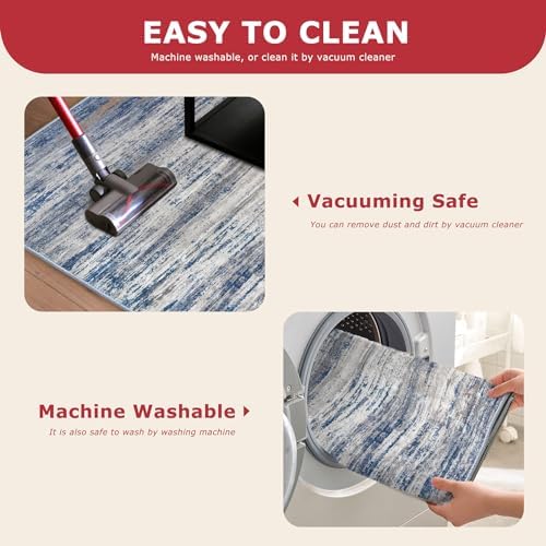 KOZYFLY Modern Ombre Area Rugs Set - 2x3 & 3x5 Grey Small Rugs for Bedroom, Laundry, and Nursery - Stylish Abstract Desi