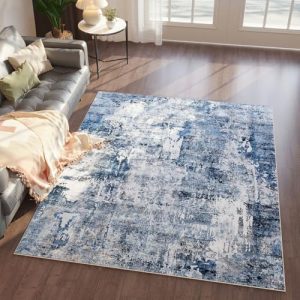 Rugcomf Boho Soft Area Rug 4x6 - Washable Abstract Pattern, Non-Slip Faux Wool for Living Room, Bedroom, Kids Playroom -