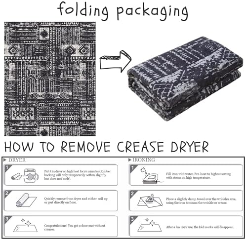 Rugcomf Boho Soft Area Rug 4x6 - Washable Abstract Pattern, Non-Slip Faux Wool for Living Room, Bedroom, Kids Playroom -