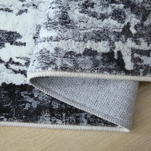 Rugcomf Boho Soft Area Rug 4x6 - Washable Abstract Pattern, Non-Slip Faux Wool for Living Room, Bedroom, Kids Playroom -