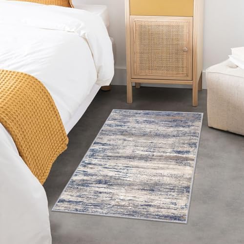 KOZYFLY Modern Ombre Area Rugs Set - 2x3 & 3x5 Grey Small Rugs for Bedroom, Laundry, and Nursery - Stylish Abstract Desi