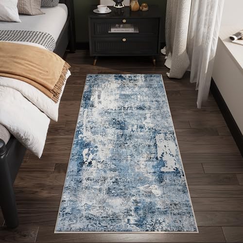 Rugcomf Boho Soft Area Rug 4x6 - Washable Abstract Pattern, Non-Slip Faux Wool for Living Room, Bedroom, Kids Playroom -