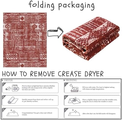 Rugcomf Boho Soft Area Rug 4x6 - Washable Abstract Pattern, Non-Slip Faux Wool for Living Room, Bedroom, Kids Playroom -