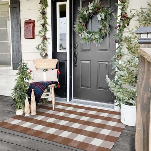 KOZYFLY Buffalo Plaid Rug 2x8 Ft | Washable Gray and White Checkered Runner for Hallways | OEKO-TEX STANDARD 100 Certifi