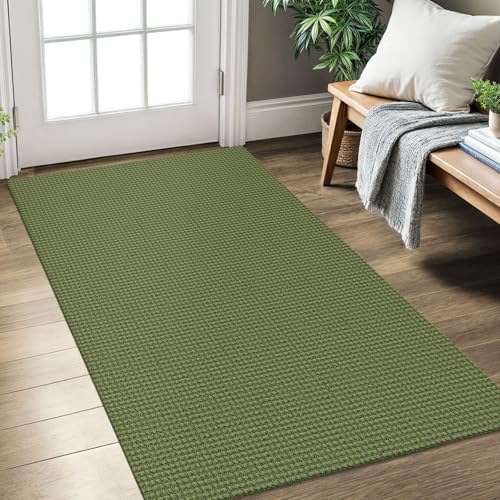 KOZYFLY Kitchen Runner Rug 2x6 ft - Washable Non-Slip Rubber Backed Floor Carpet for Hallways & Entryways, Cotton Materi
