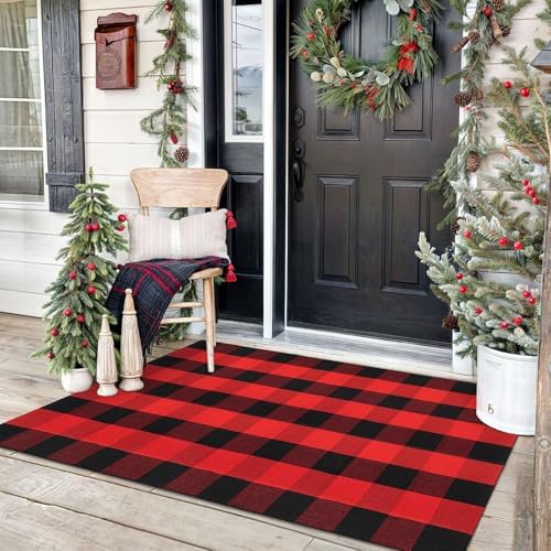 KOZYFLY Buffalo Plaid Rug 2x8 Ft | Washable Gray and White Checkered Runner for Hallways | OEKO-TEX STANDARD 100 Certifi