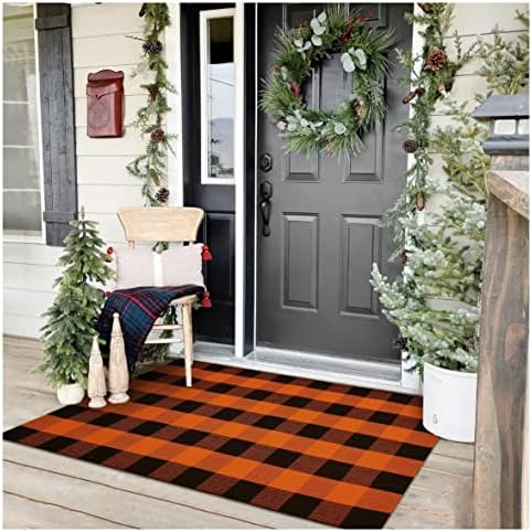 KOZYFLY Buffalo Plaid Rug 2x8 Ft | Washable Gray and White Checkered Runner for Hallways | OEKO-TEX STANDARD 100 Certifi