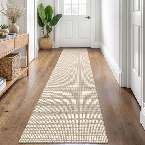 KOZYFLY Kitchen Runner Rug 2x6 ft - Washable Non-Slip Rubber Backed Floor Carpet for Hallways & Entryways, Cotton Materi
