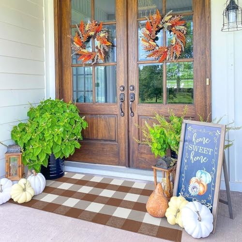 KOZYFLY Buffalo Plaid Rug 2x8 Ft | Washable Gray and White Checkered Runner for Hallways | OEKO-TEX STANDARD 100 Certifi