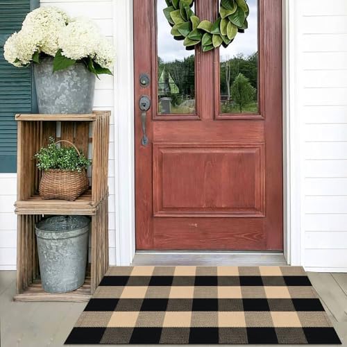 KOZYFLY Buffalo Plaid Rug 2x8 Ft | Washable Gray and White Checkered Runner for Hallways | OEKO-TEX STANDARD 100 Certifi