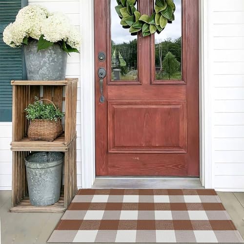 KOZYFLY Buffalo Plaid Rug 2x8 Ft | Washable Gray and White Checkered Runner for Hallways | OEKO-TEX STANDARD 100 Certifi
