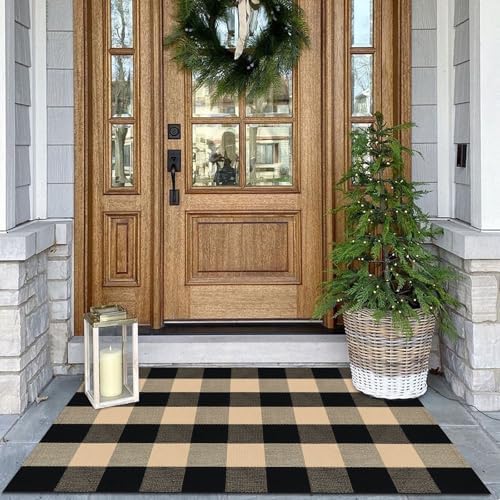 KOZYFLY Buffalo Plaid Rug 2x8 Ft | Washable Gray and White Checkered Runner for Hallways | OEKO-TEX STANDARD 100 Certifi