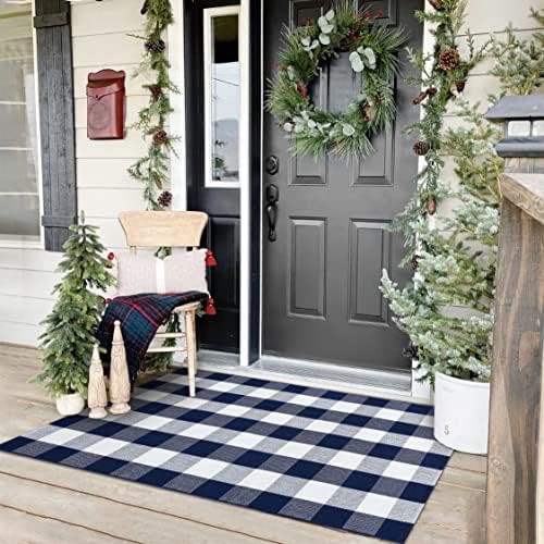 KOZYFLY Buffalo Plaid Rug 2x8 Ft | Washable Gray and White Checkered Runner for Hallways | OEKO-TEX STANDARD 100 Certifi