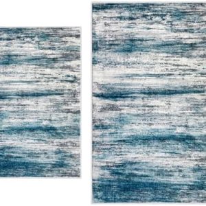 KOZYFLY Modern Abstract Area Rugs | 2PCS 2x3 & 3x5 | Ombre Design | Perfect for Bedroom, Laundry, Nursery | Stylish & So