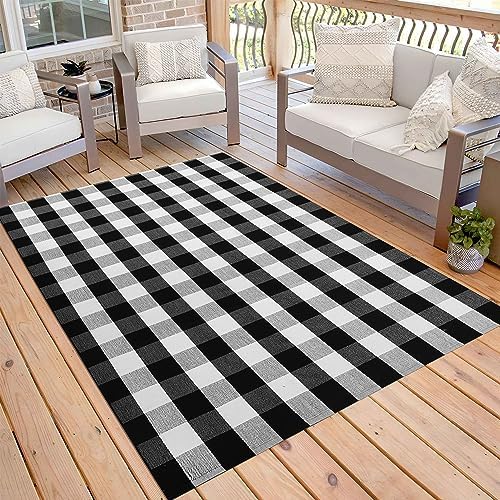 KOZYFLY Buffalo Plaid Rug 2x8 Ft | Washable Gray and White Checkered Runner for Hallways | OEKO-TEX STANDARD 100 Certifi