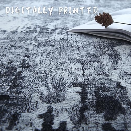 Rugcomf Boho Soft Area Rug 4x6 - Washable Abstract Pattern, Non-Slip Faux Wool for Living Room, Bedroom, Kids Playroom -